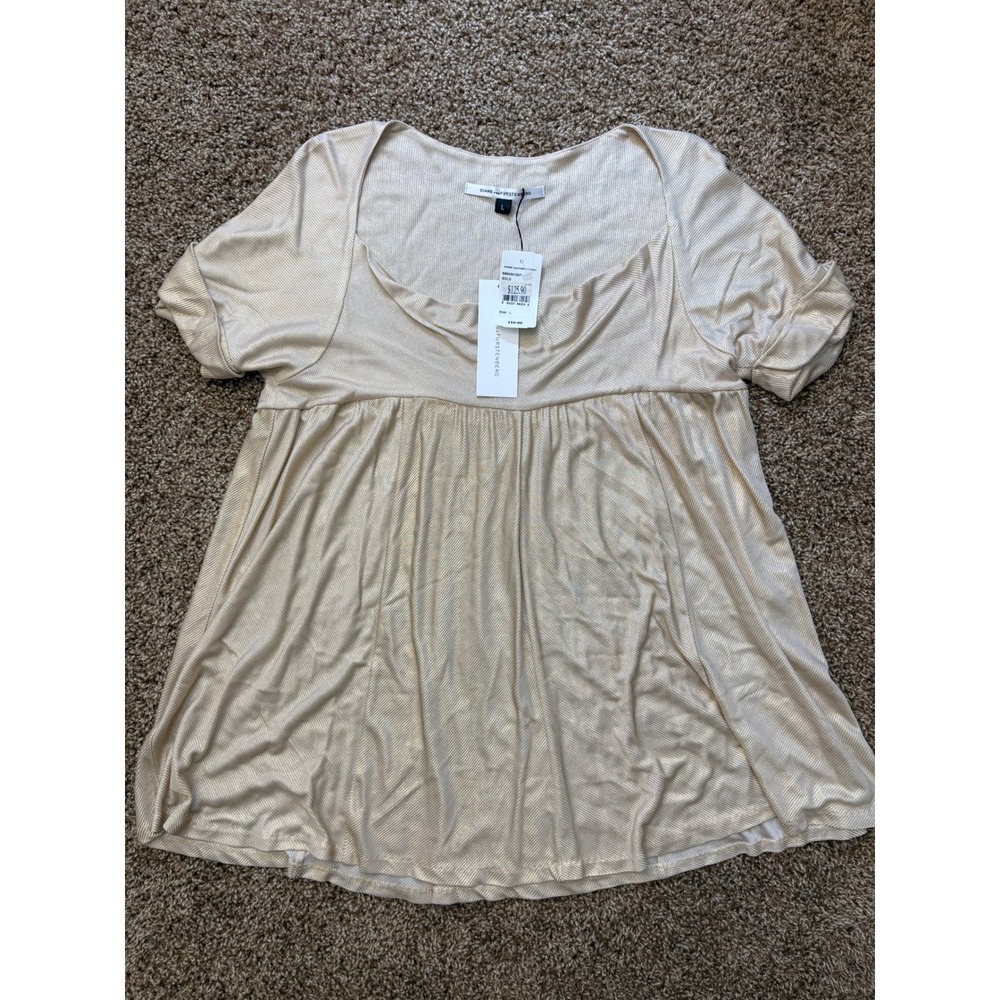 BRAND NEW Diane Von Furstenberg Cream Blouse Size Large